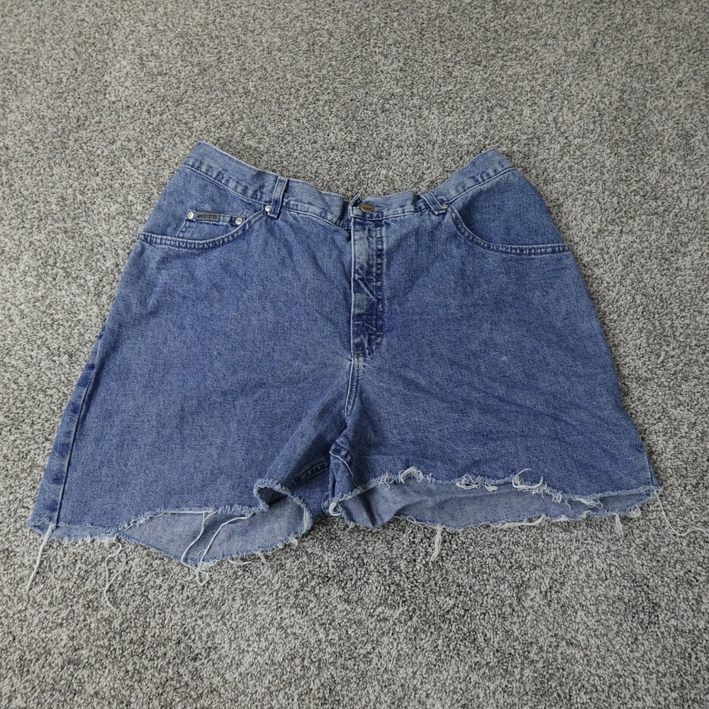 VINTAGE Lee Shorts Womens 20 Dark Blue Denim Riveted Cut Off Jean Jorts USA Y2K
